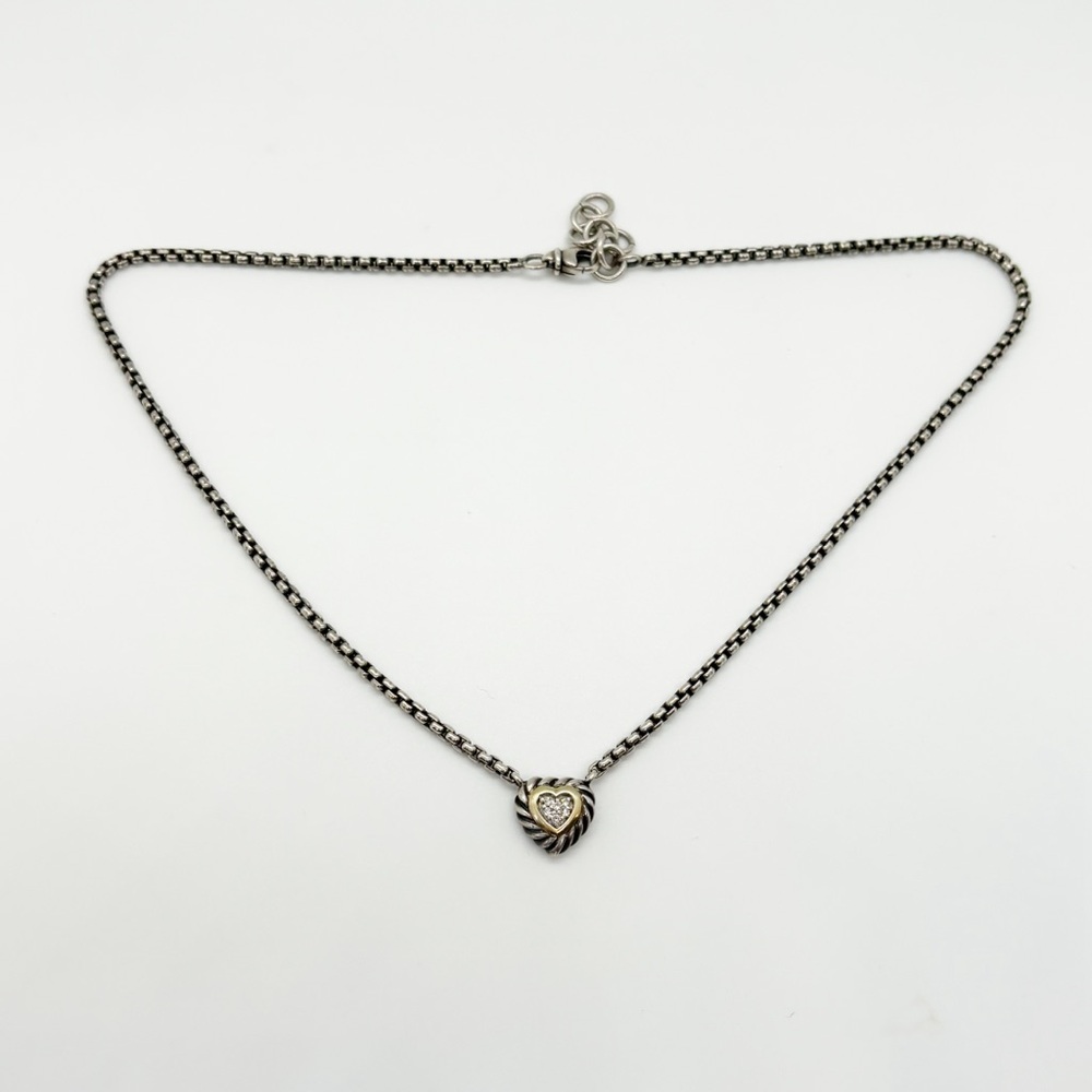 David Yurman sterling silver + 18k yellow gold heart necklace with diamonds